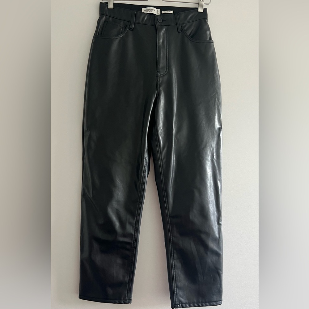Abercrombie & Fitch Curve Love Vegan Leather Ankle Straight Pant
